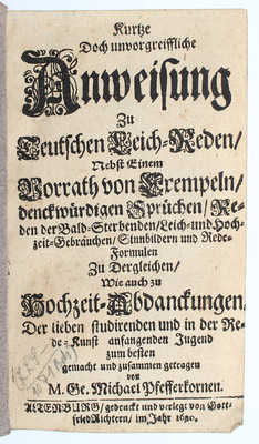 Pfefferkorn, Anweisung zu Leich-Reden