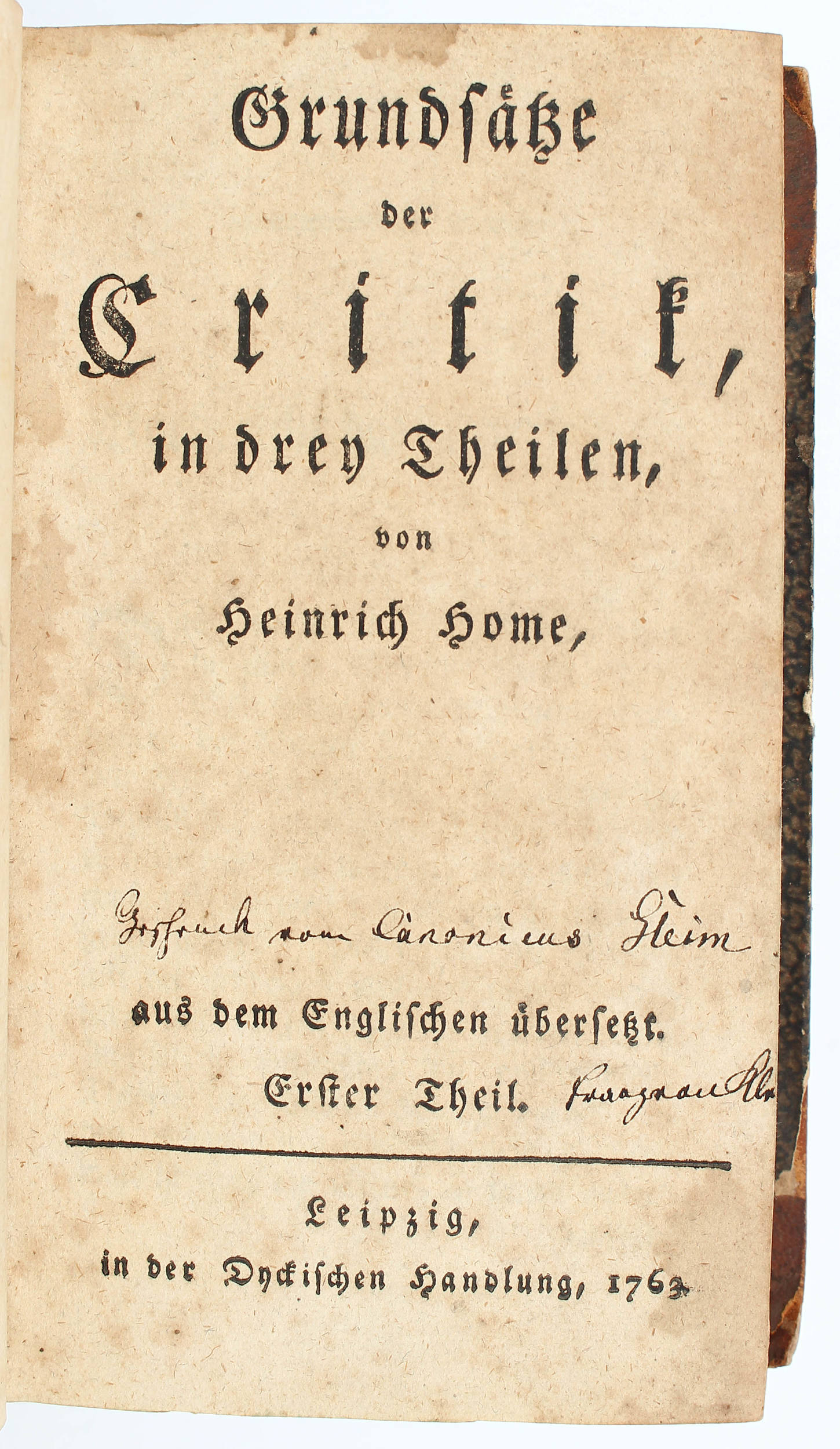 Home, Grundsätze der Critik. 3 Bde.