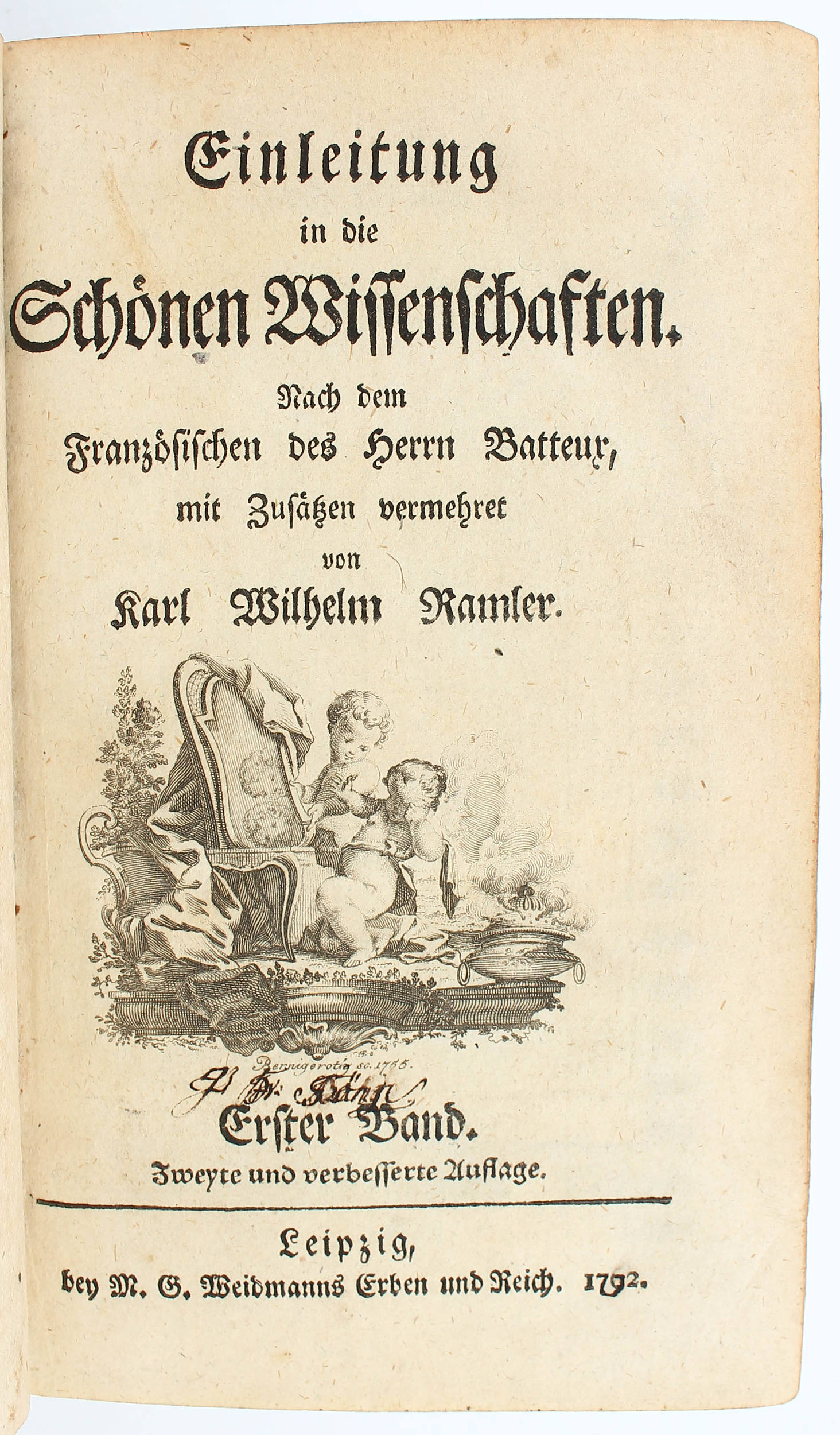 Batteux, Schöne Wissenschaften. 1762. 2 Bde.