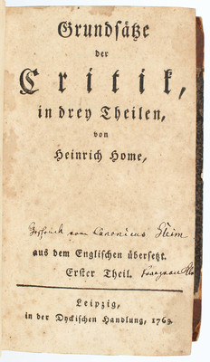Home, Grundsätze der Critik. 3 Bde.
