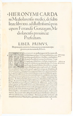 Cardano, De subtilitate libri XXI.