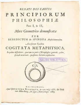 Spinoza, Principiorum philosophiae pars I & II