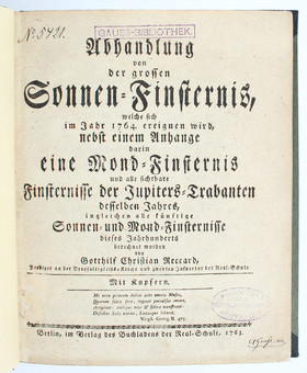 Reccard, Abhandlung von der Sonnen-Finsternis / 2 Bde.