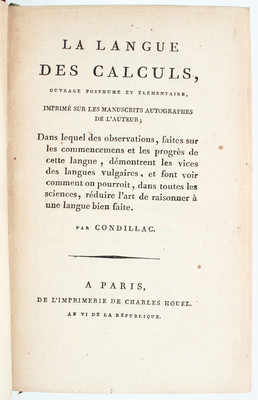 Condillac, La langue des calculs