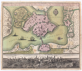 Mantua. Plan-Prospekt. Seutter