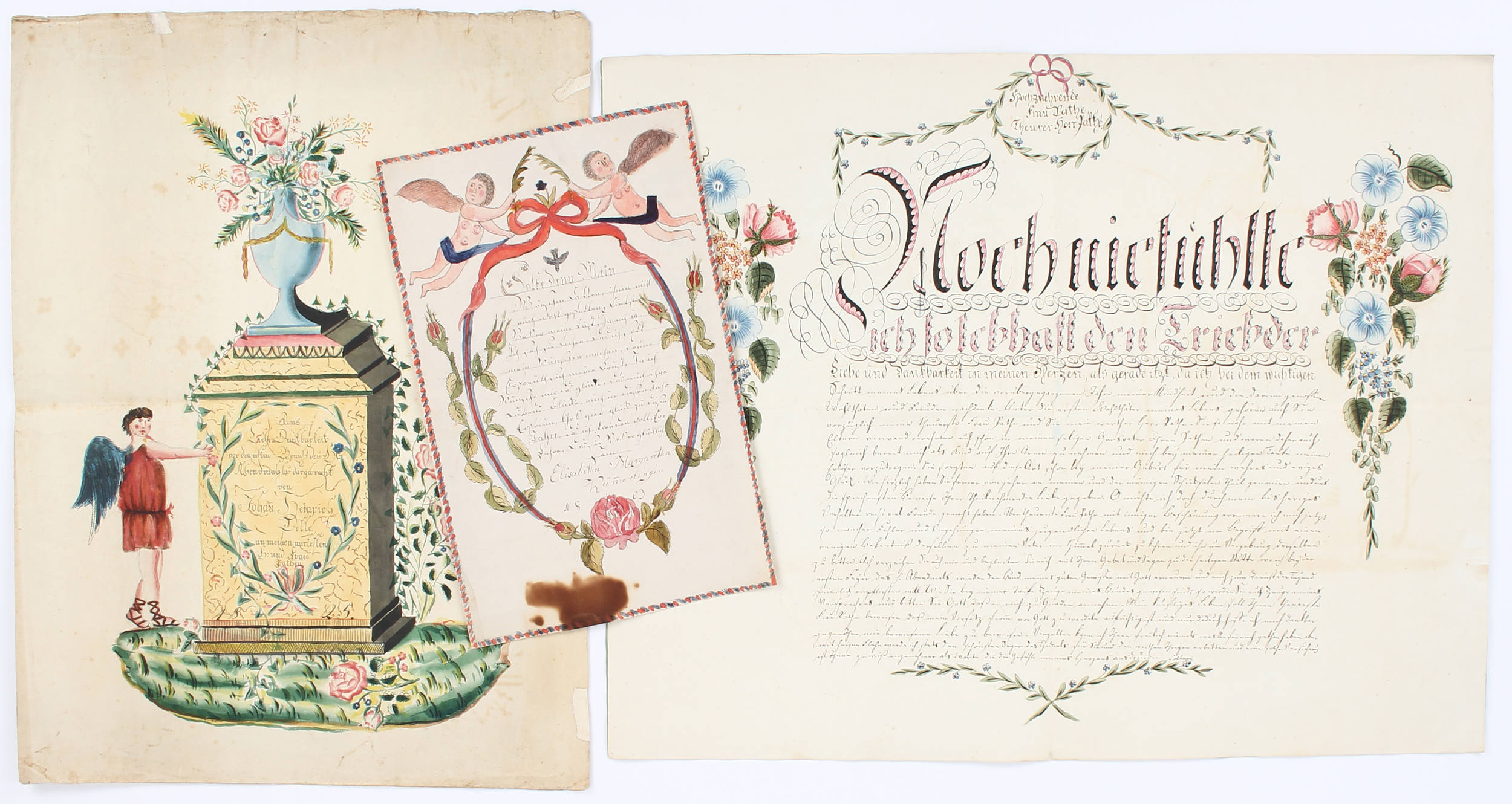 Aquarellierte Patendankbriefe /  23 Bll.