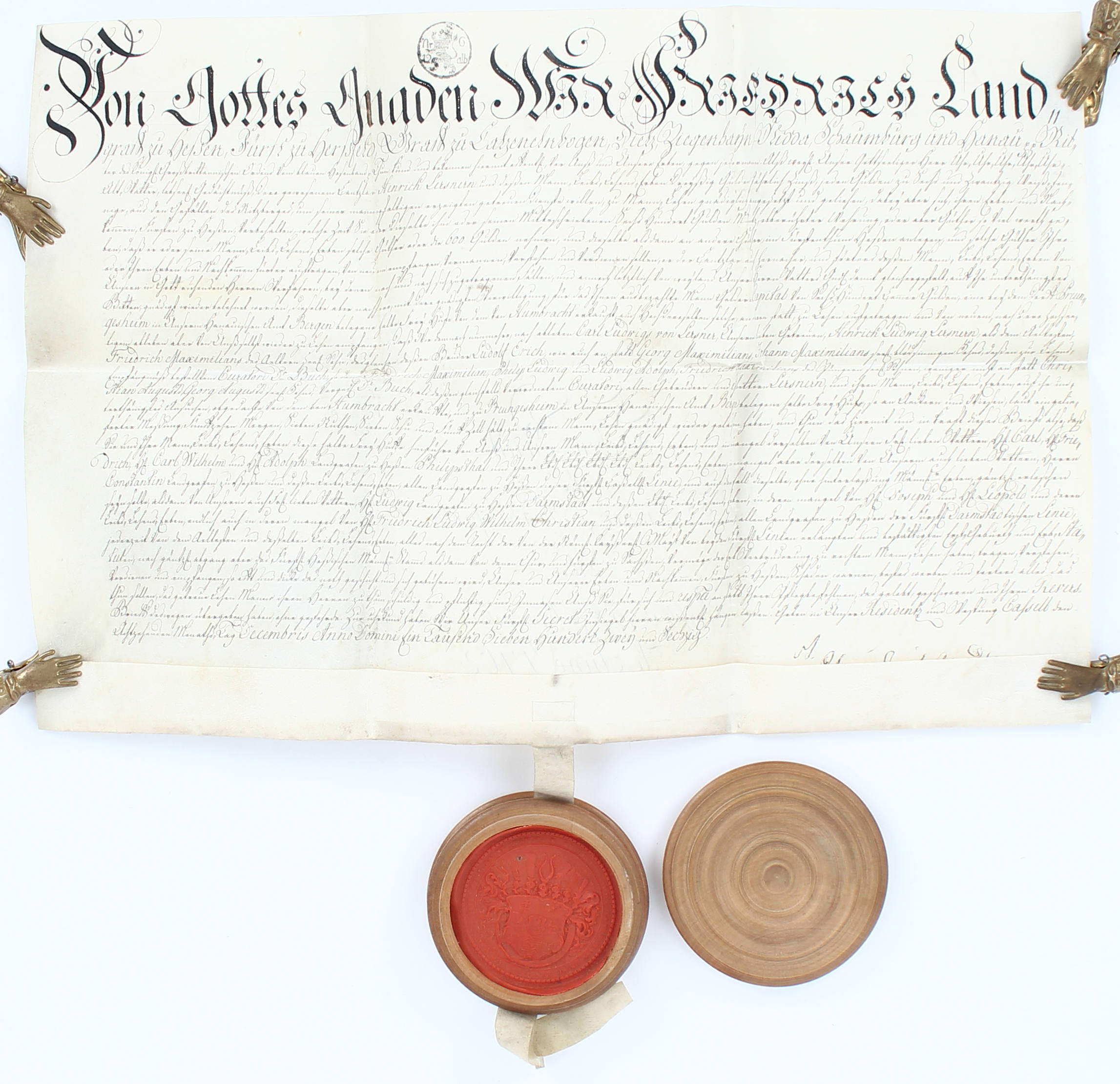 Karl, Landgraf von Hessen-Kassel, Lehensbrief für Lersner