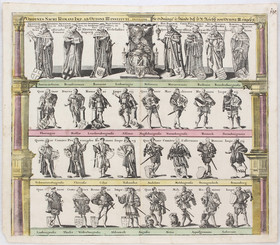 Kaiser und Kurfürsten in 2 Bll. Seutter