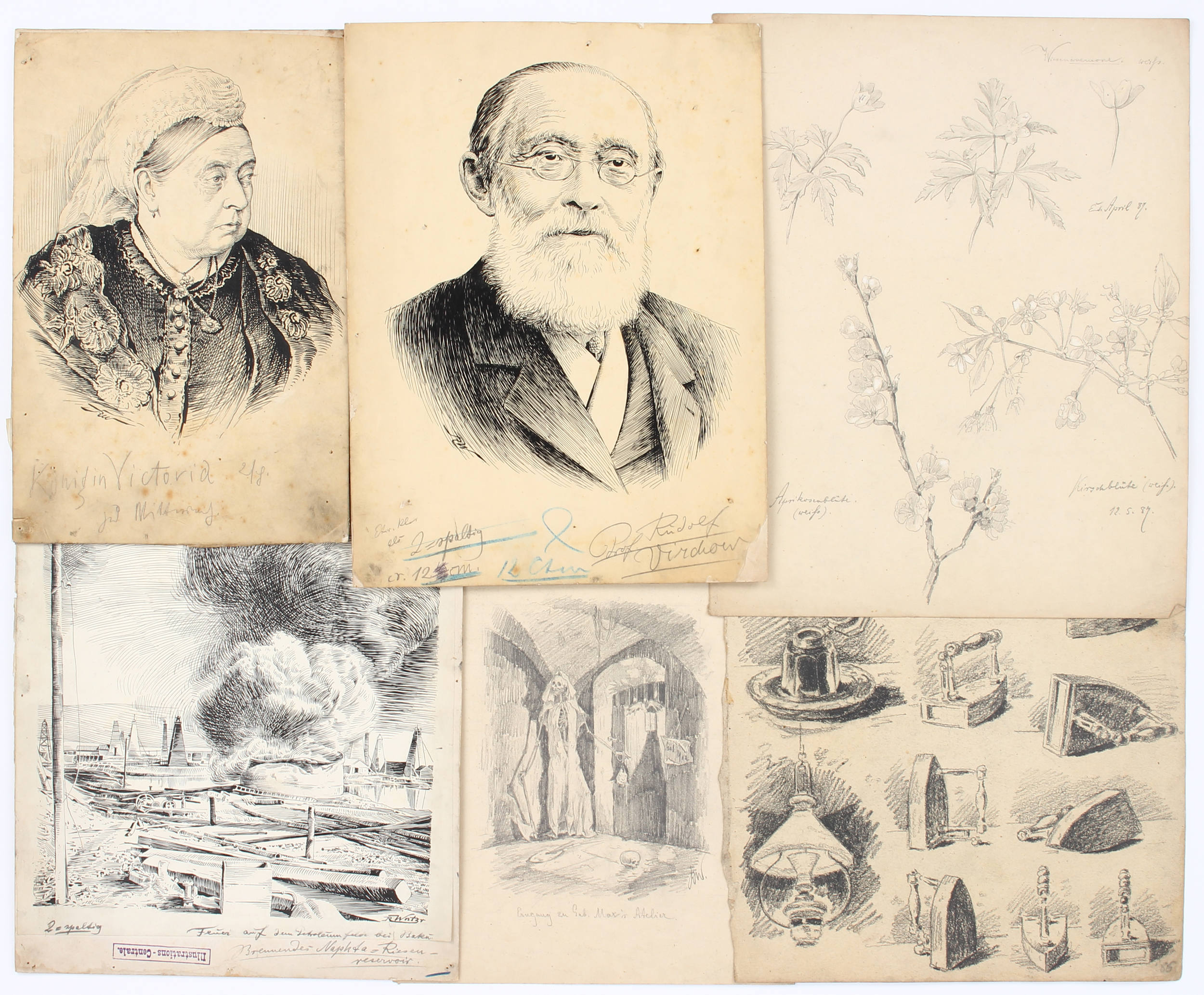 Wintzer. Or.-Zeichnungen. Ca. 90 Bll., 5 Hefte, 1 Skizzenbuch