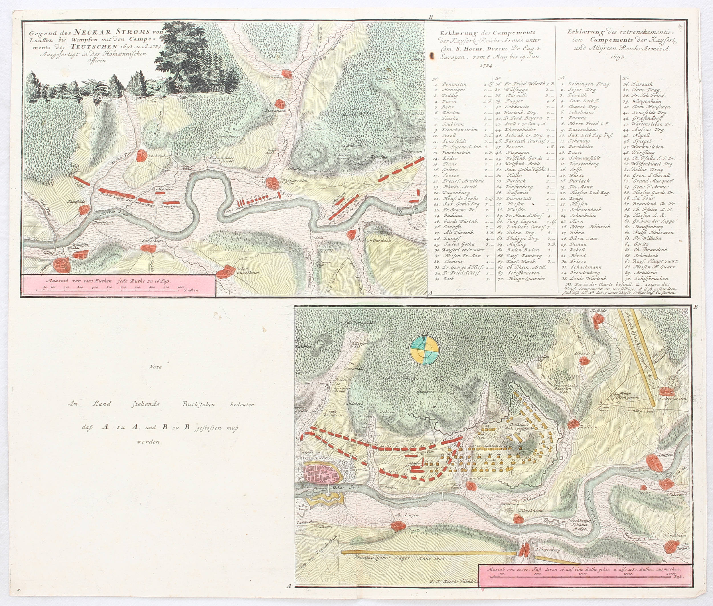 Neckar + Bruchsal. 2 Bll. Homann E. / 9 Bll.