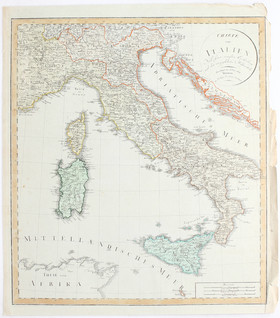 Italien + Neapel. 2 Bll. Geograph. Institut