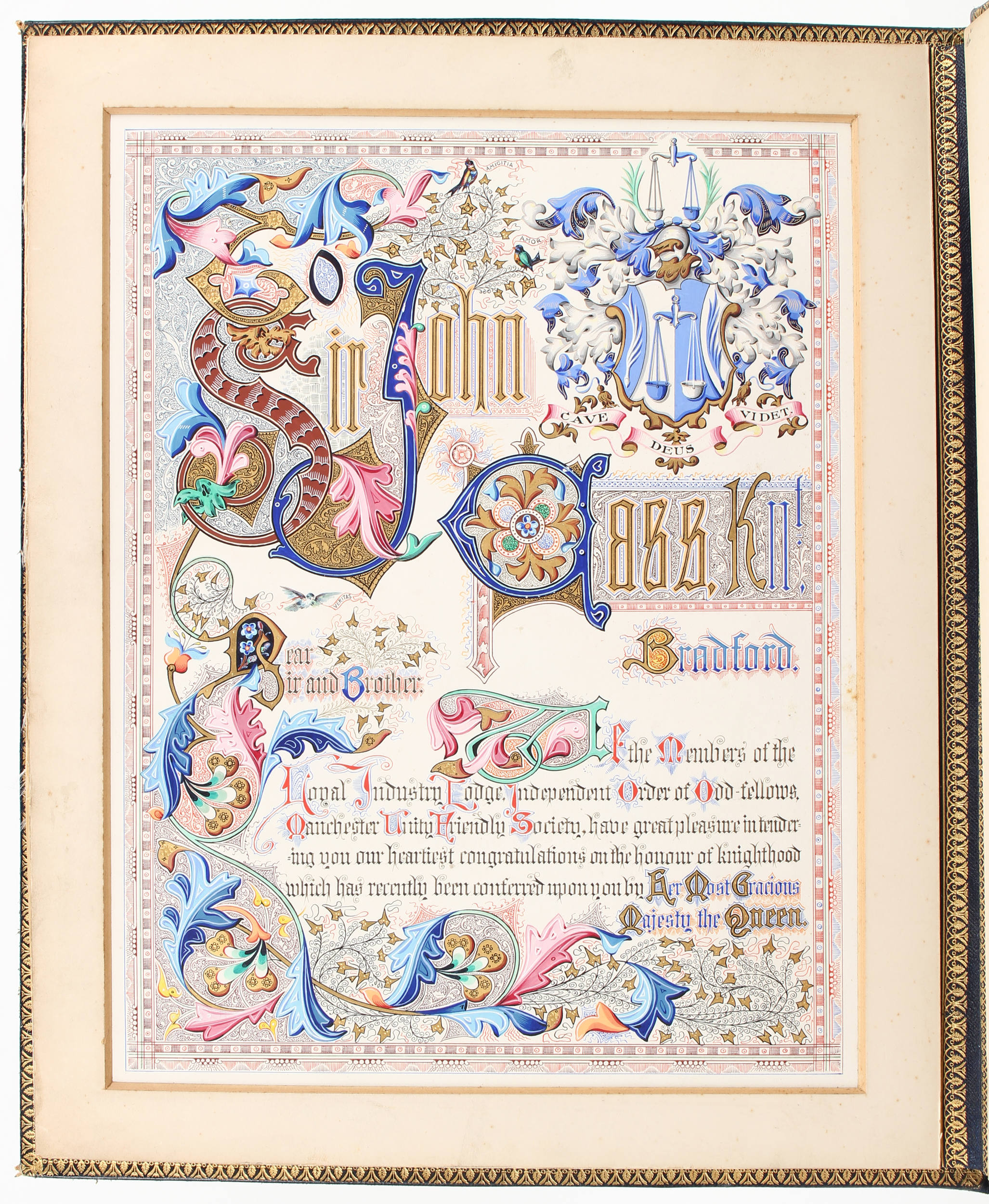 Odd Fellow-Loge, Urkunde