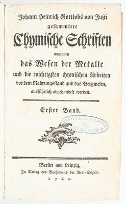 Justi, Chymische Schriften. 2 Bde.