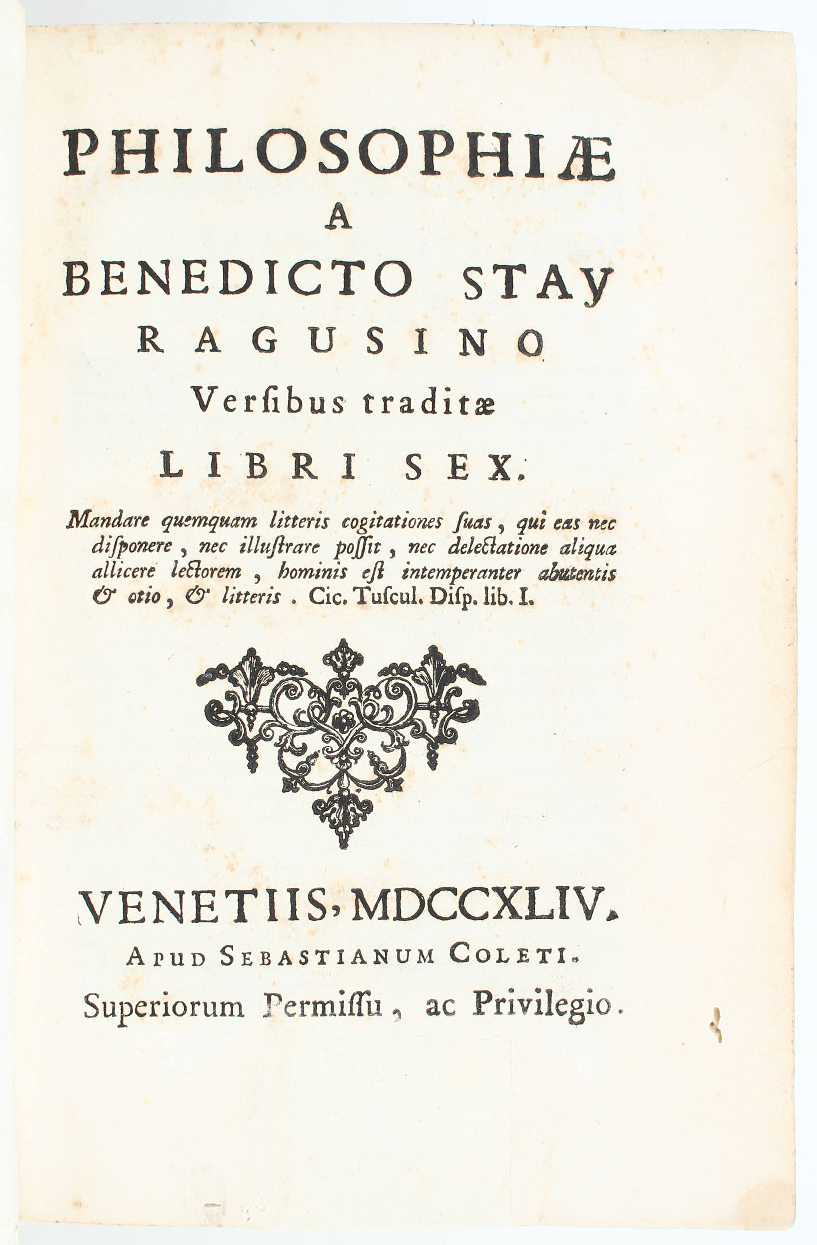 Stay, Philosophiae / 3 Bde.
