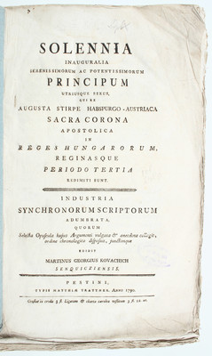 Kovachich, Solennia