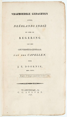 Doornik, Gedachten over Neérlands Indië