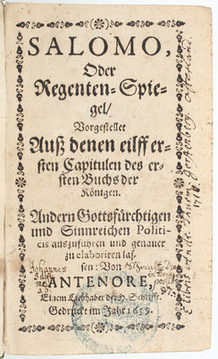 Schupp, Salomo, oder Regenten-Spiegel