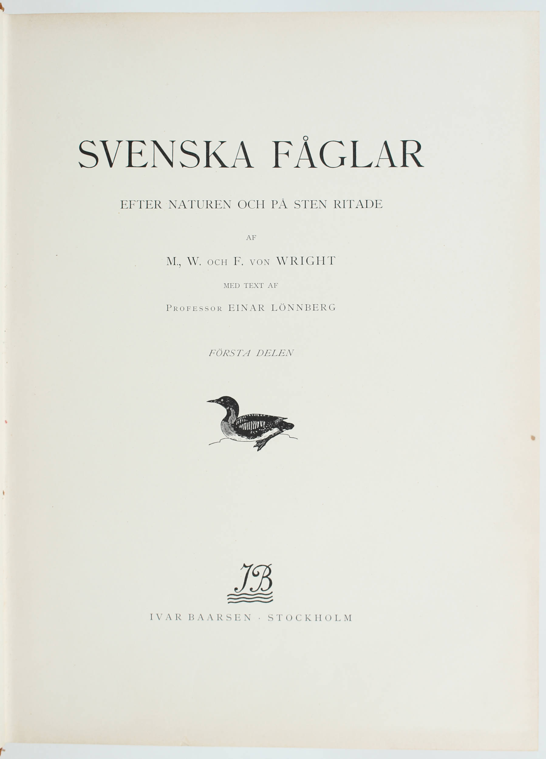 Wright, Svenska Fåglar. 3 Bde.