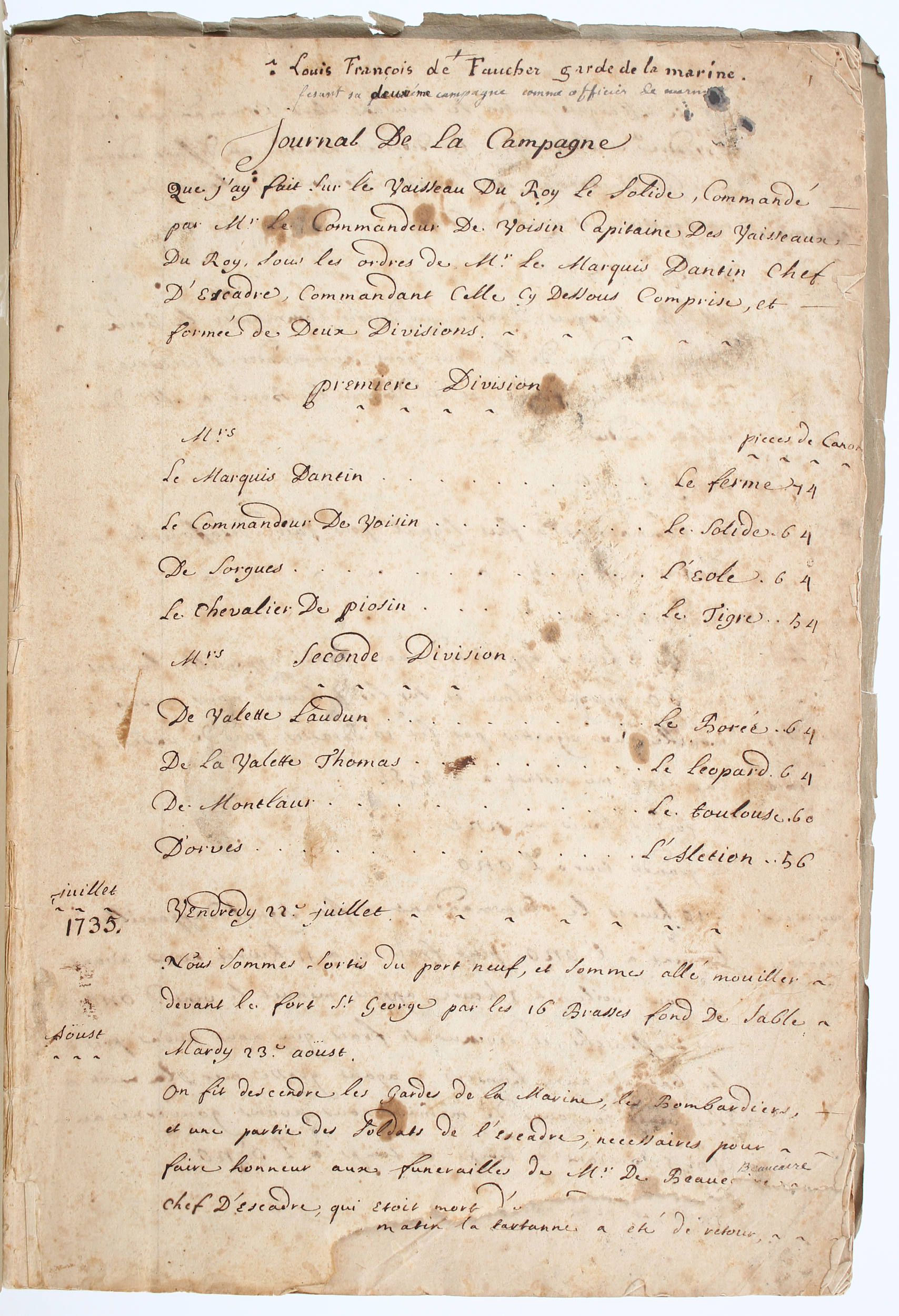 Faucher, Journal de la campagne