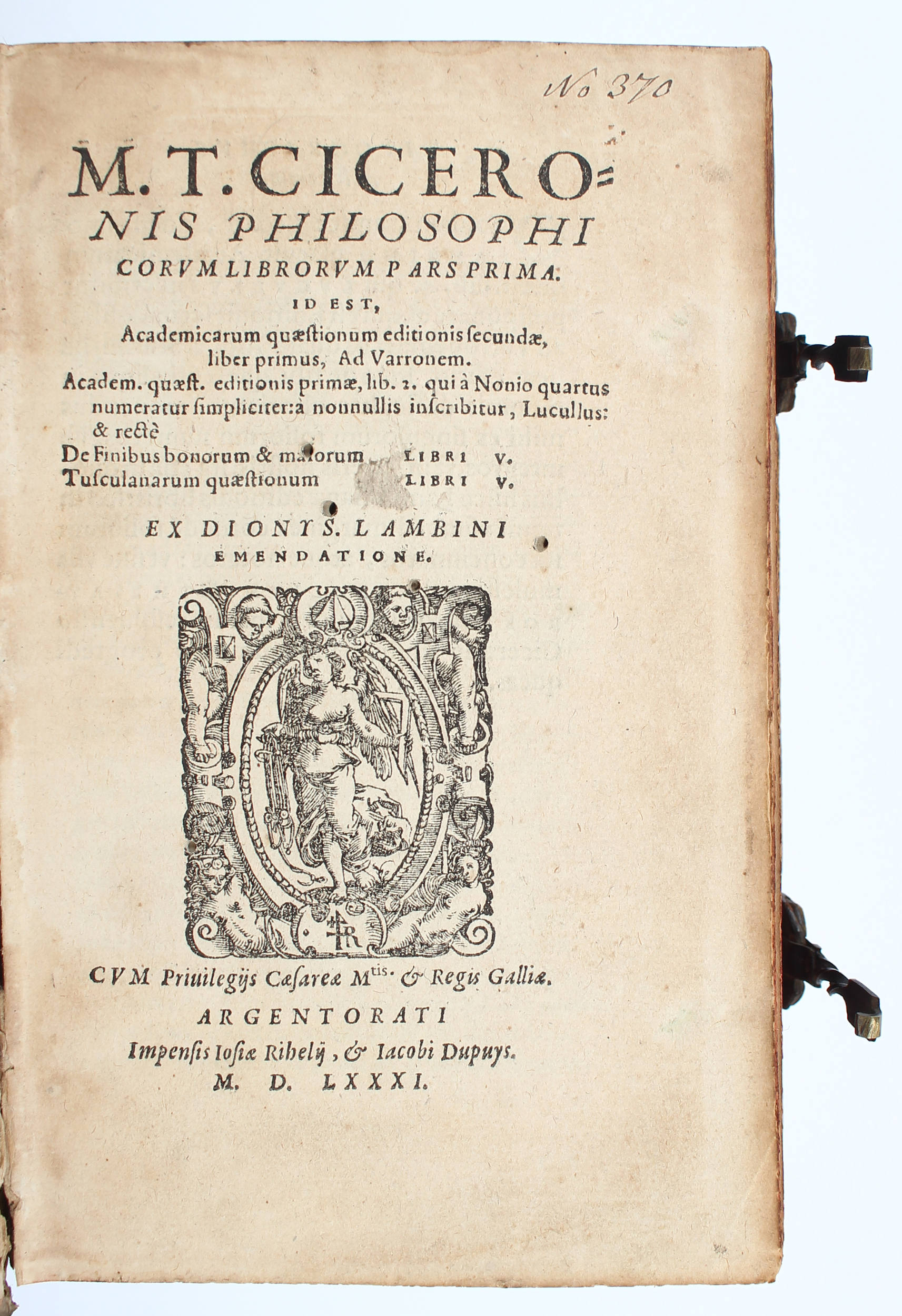 Cicero, Philosophicorum lib. Pars prima