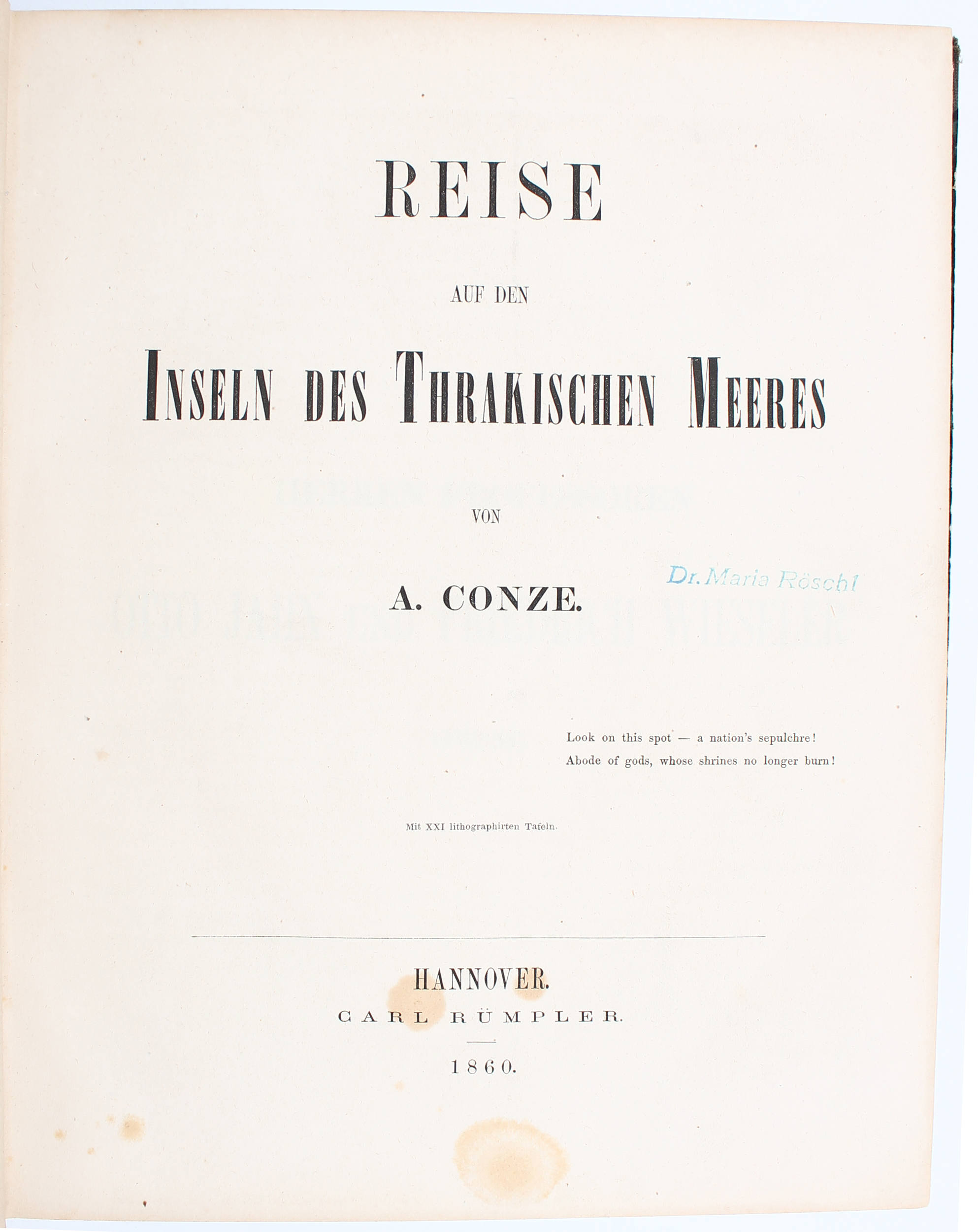 Conze, Inseln des Thrakischen Meeres. Beibd.