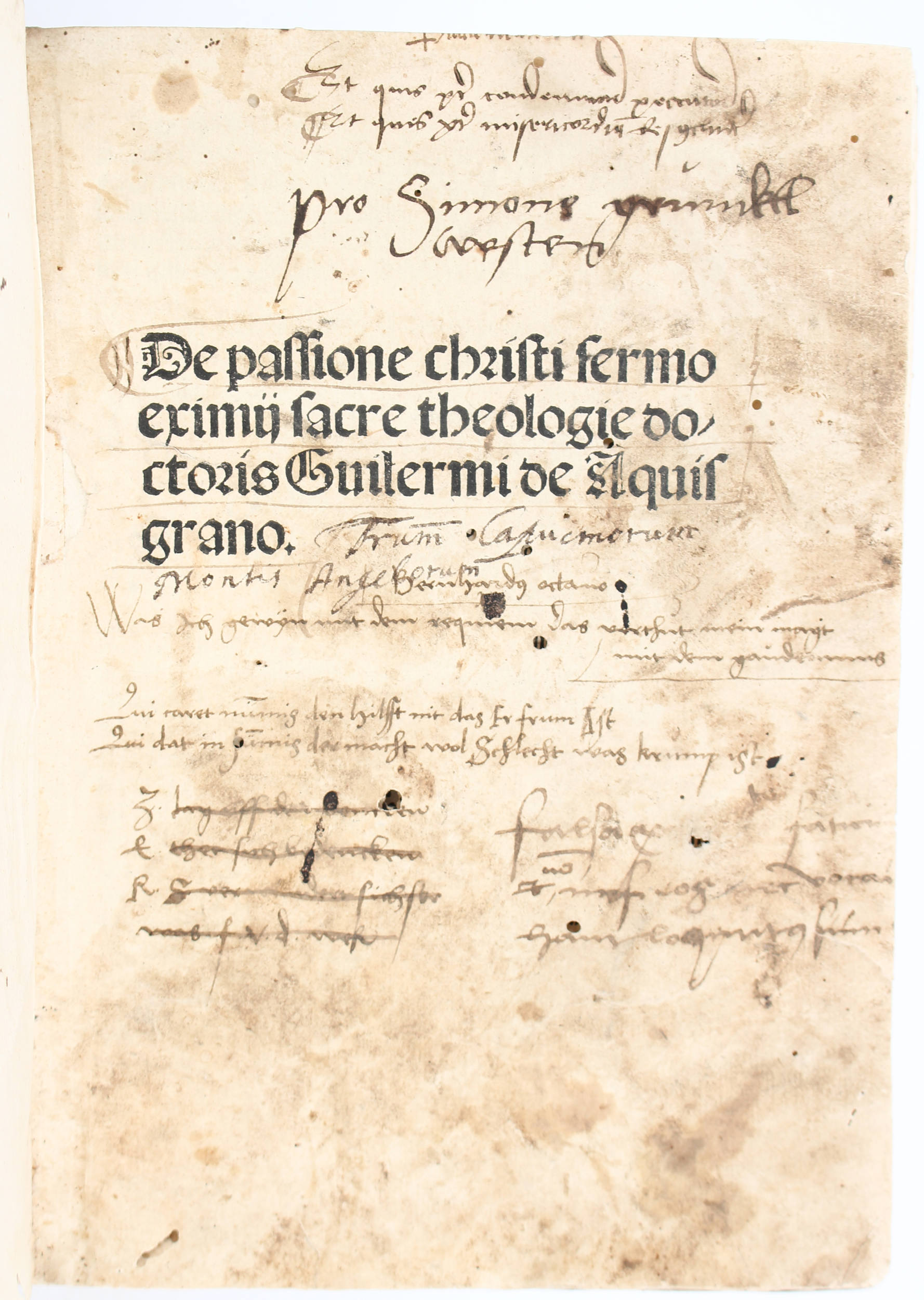 Textor de Aquisgrano, Sermones de passione Christi