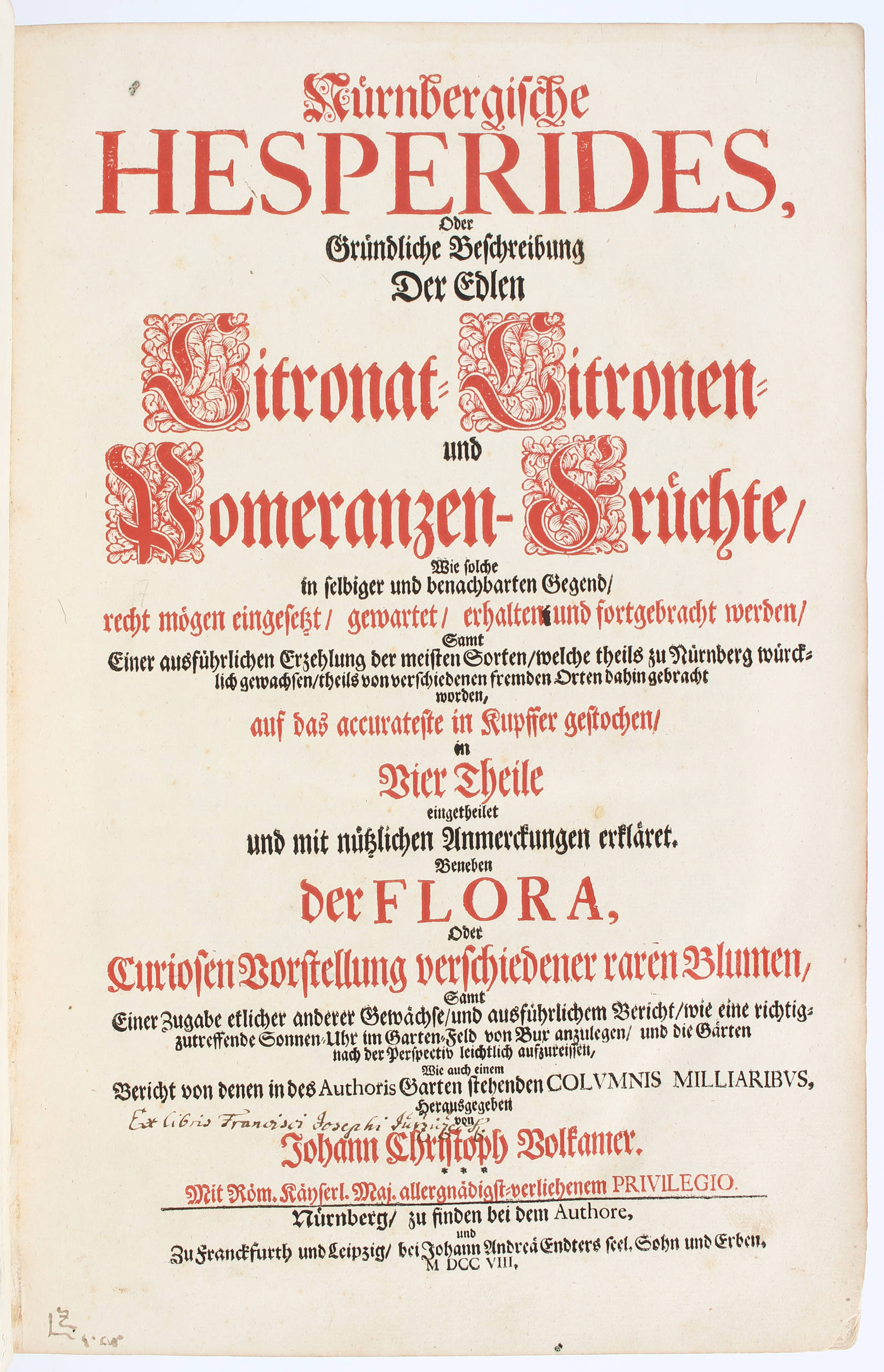 Volckamer, Nürnbergische Hesperides. 2 Bde.