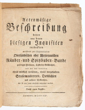 Beschreibung derer Räuber-Bande. 1781