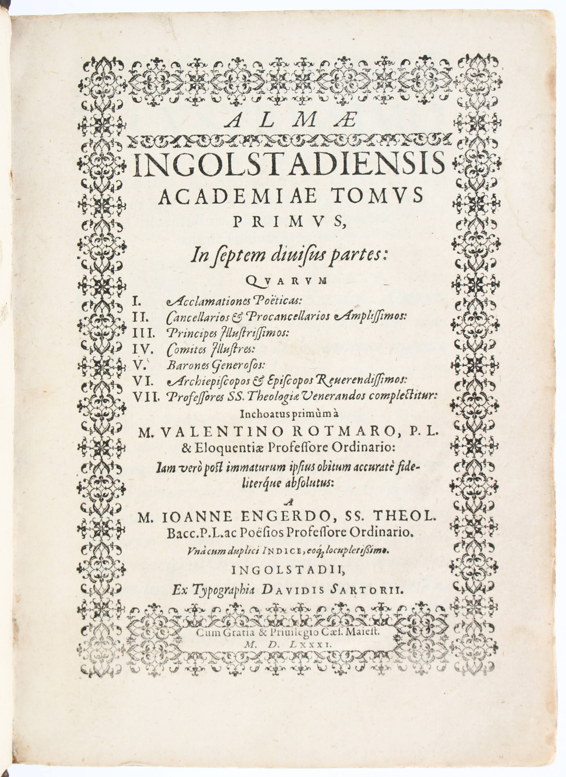 Rotmar, Almae Ingolstadiensis Academiae