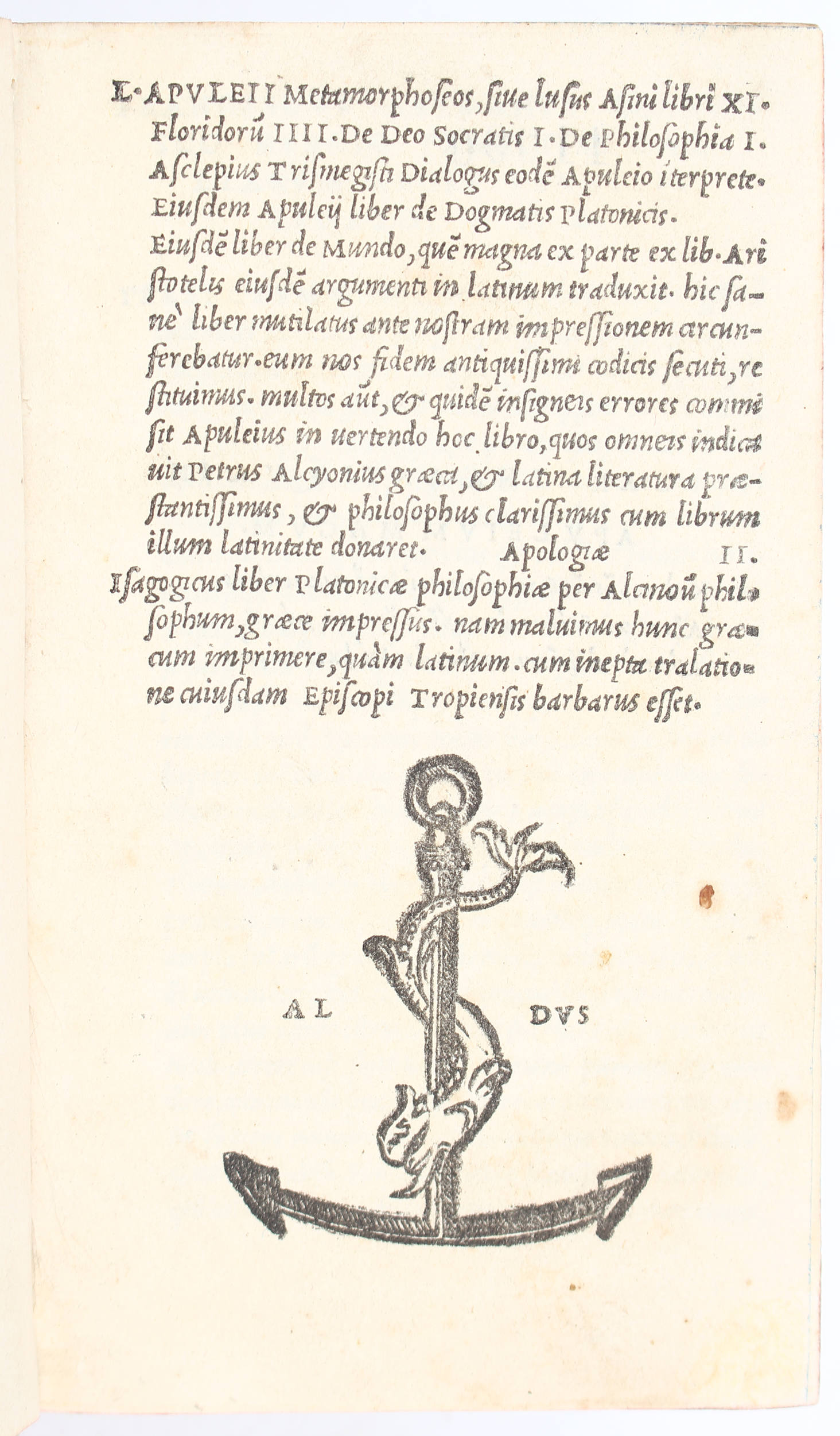 Apuleius, Metamorphoseos. Aldus