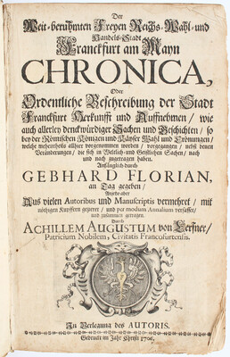 Lersner, Frankfurter Chronica. 2 Bde.
