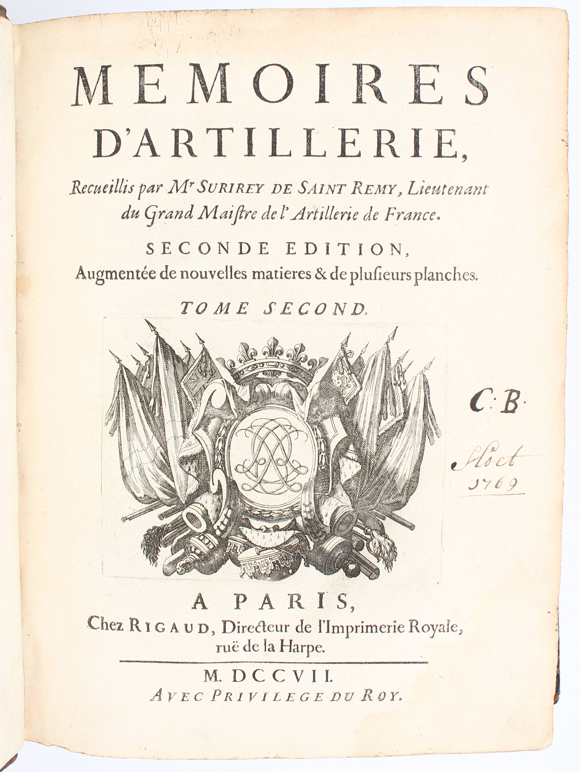 Surirey de Saint-Remy, Memoires d'artillerie. 2 Bde.
