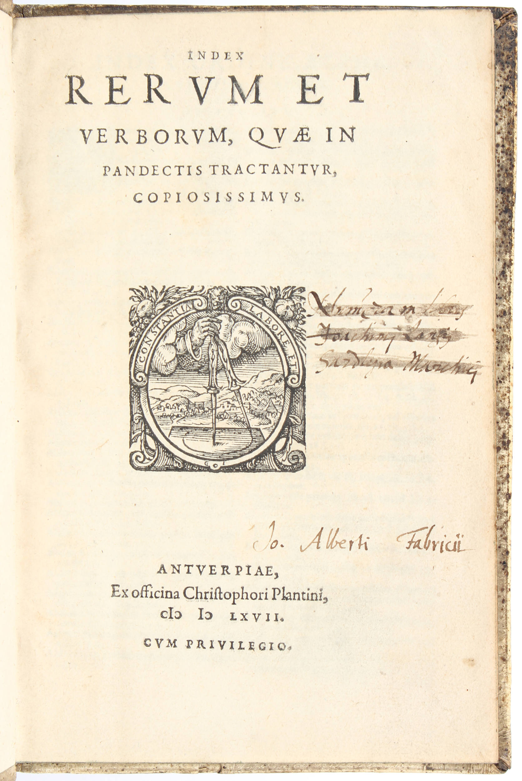 Index rerum. 1567. Einband von Gregor Bernutz