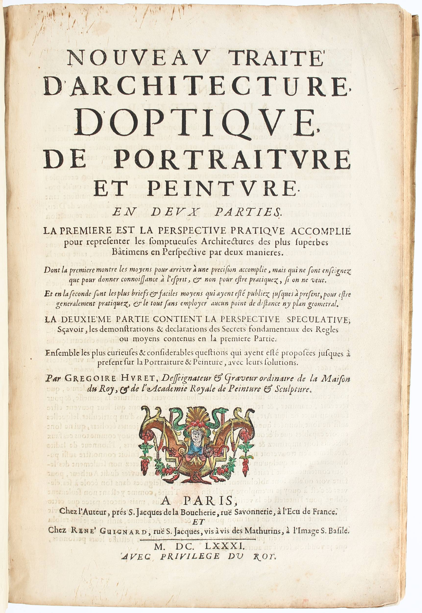 Huret, Nouveau traité d'architecture, optique et peinture