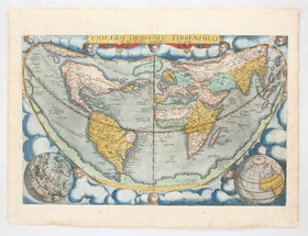 Weltkarte in Herzprojektion. (G. de Jode)