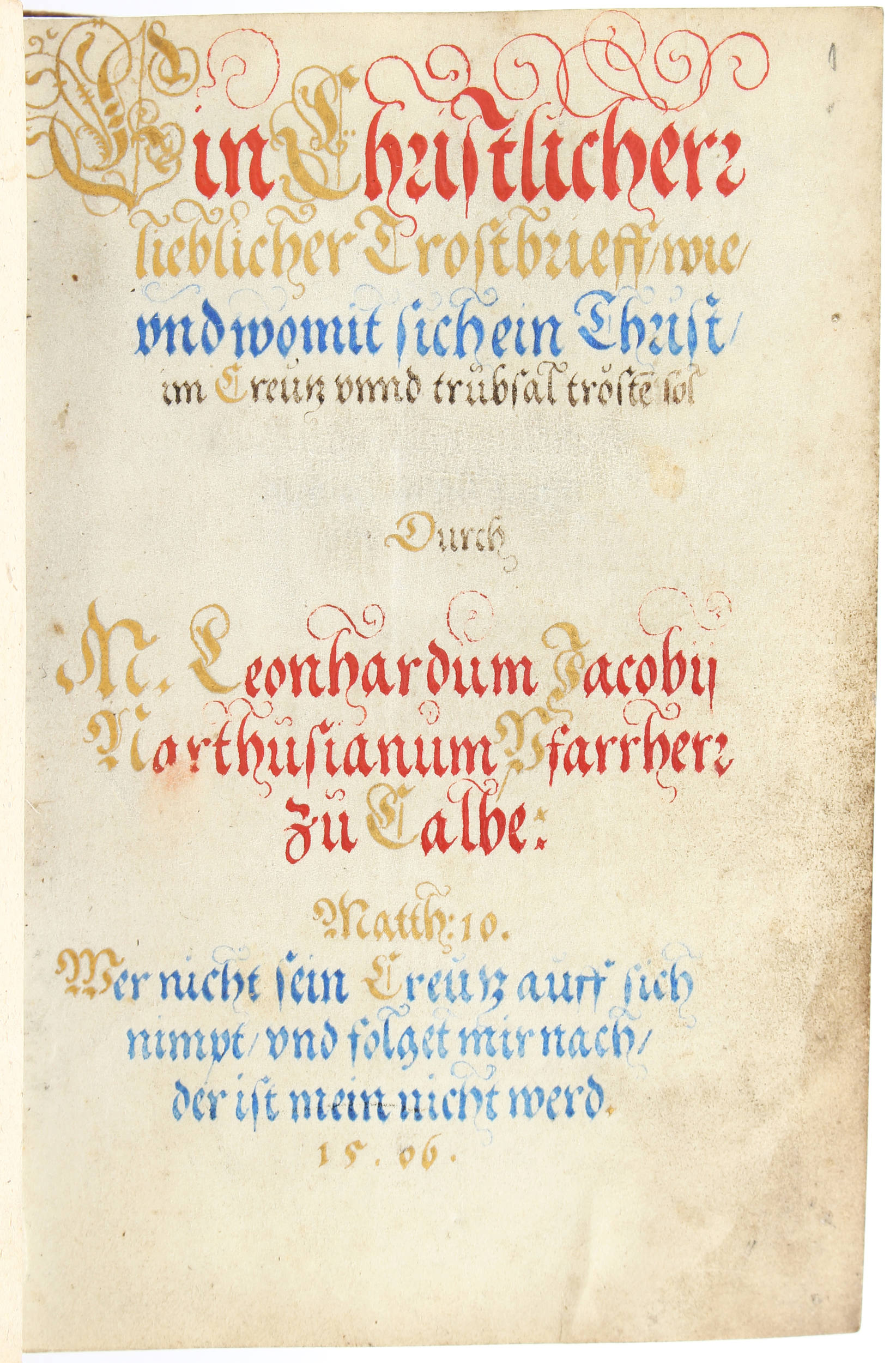 Jacobi/Widemann, Christlicher Trostbrieff. MSS