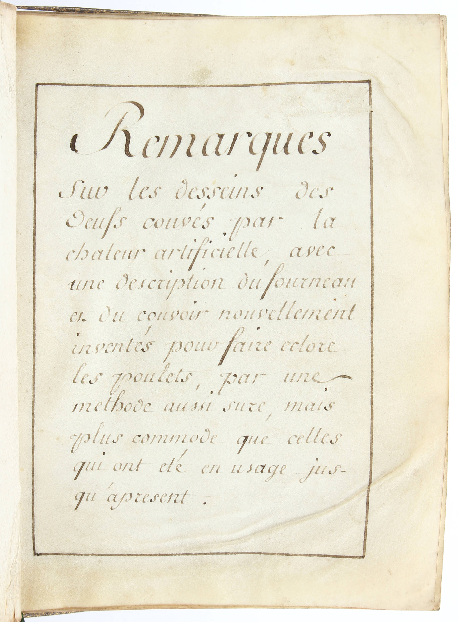 Remarques sur ... des oeufs couvées
