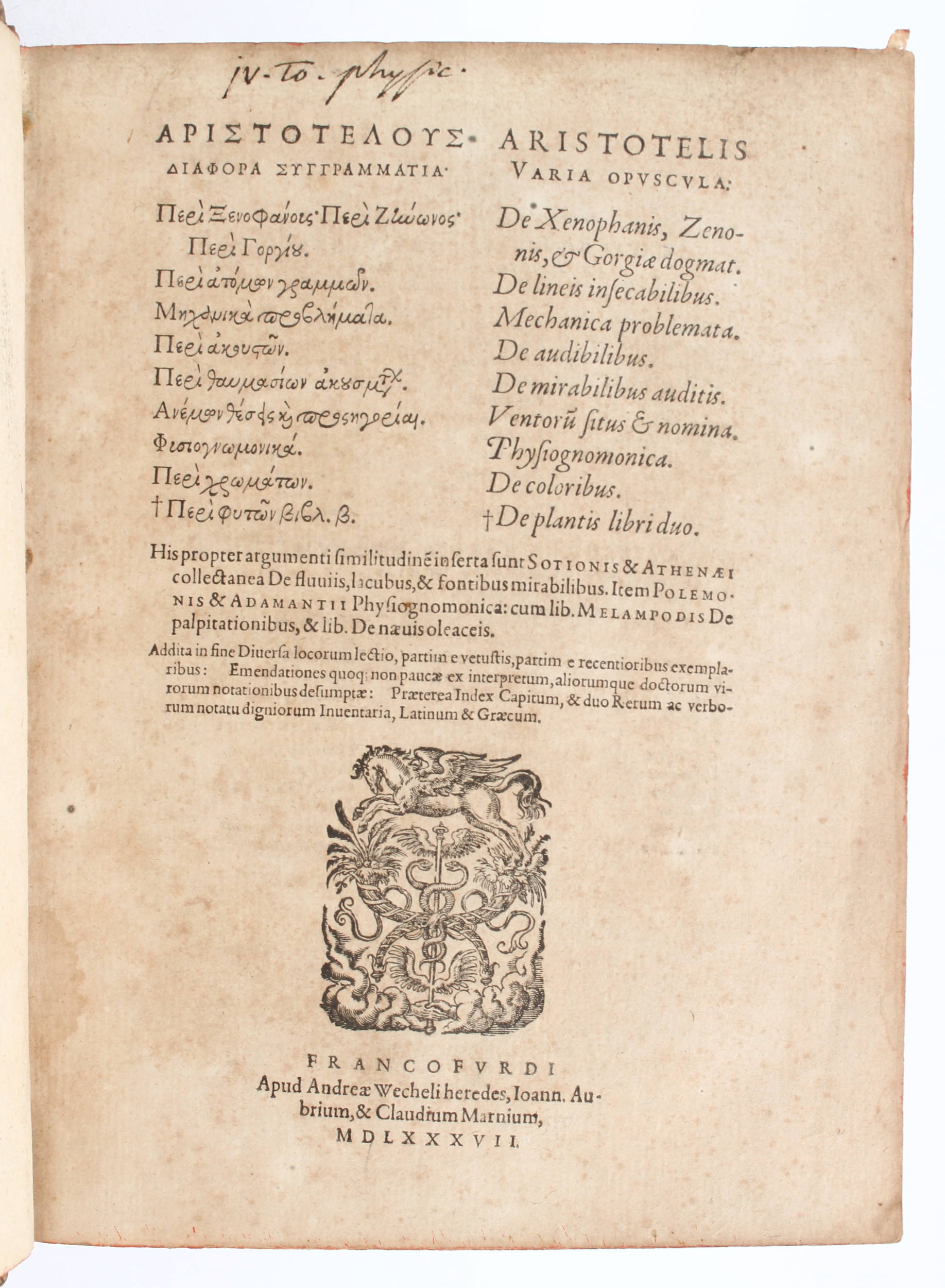 Aristoteles, Opera. 9 in 5 Bdn.