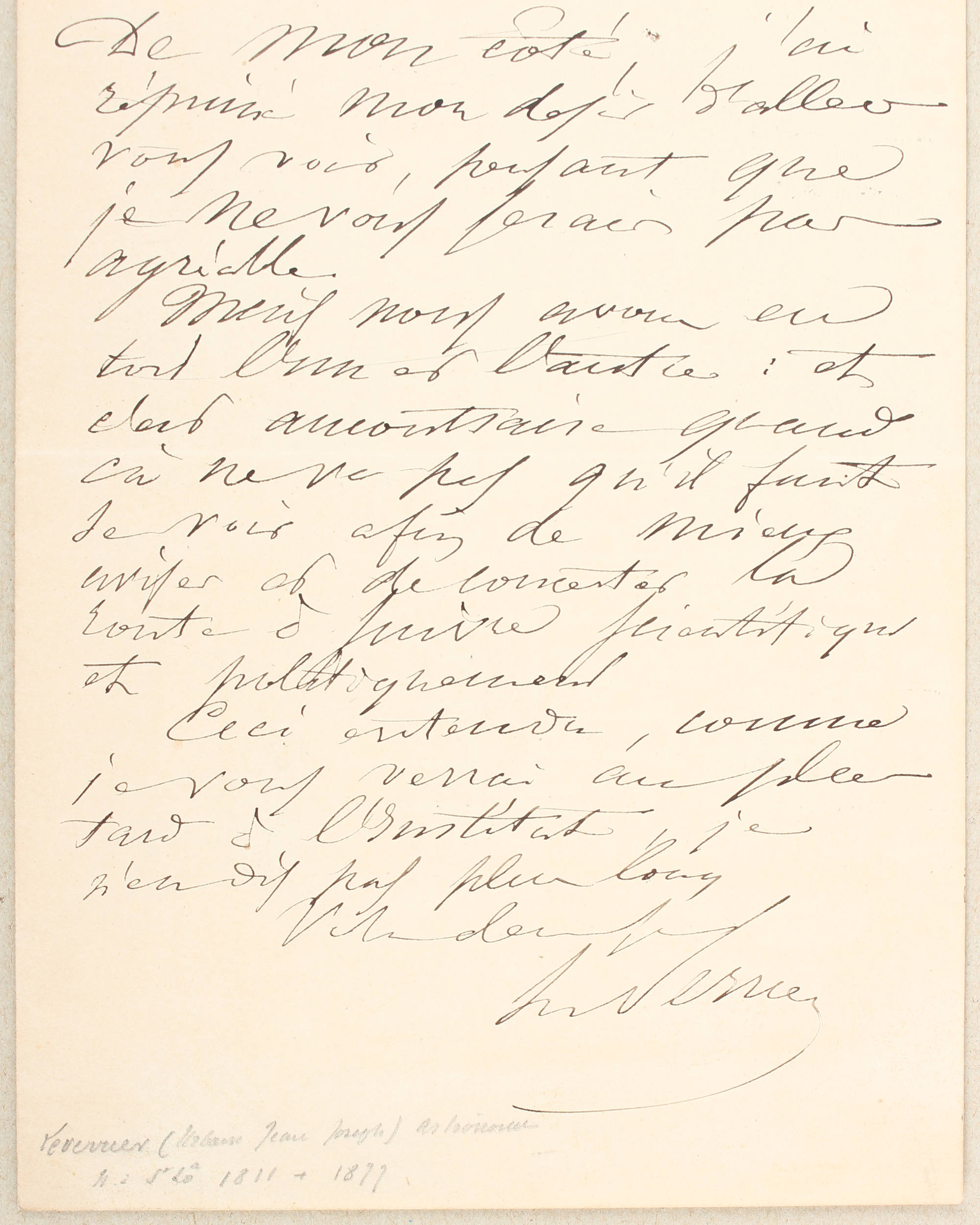 Le Verrier, Eigenh. Brief. + Beil. / 2 Briefe