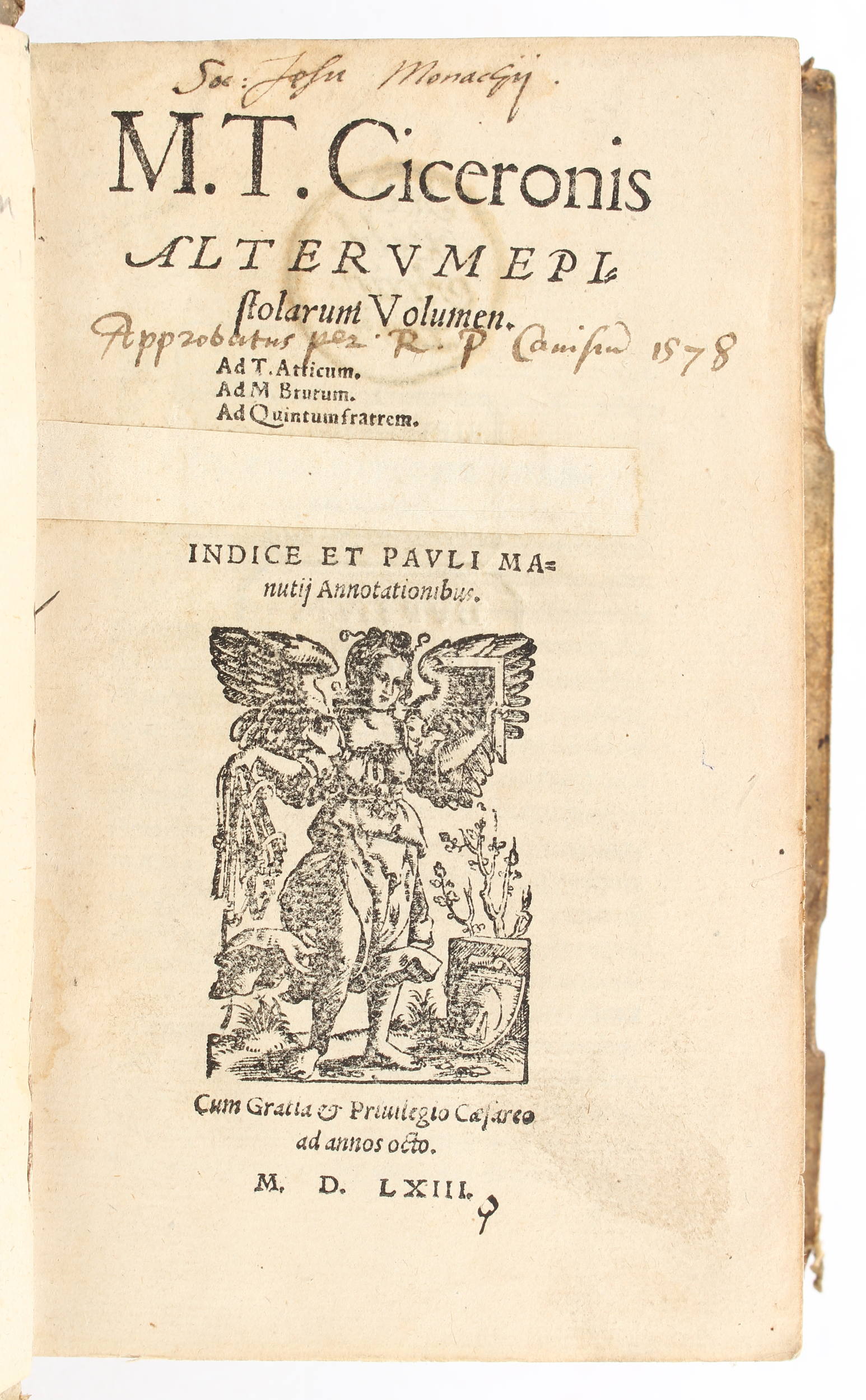 Cicero, Alterum epistolarum volumen. 1563