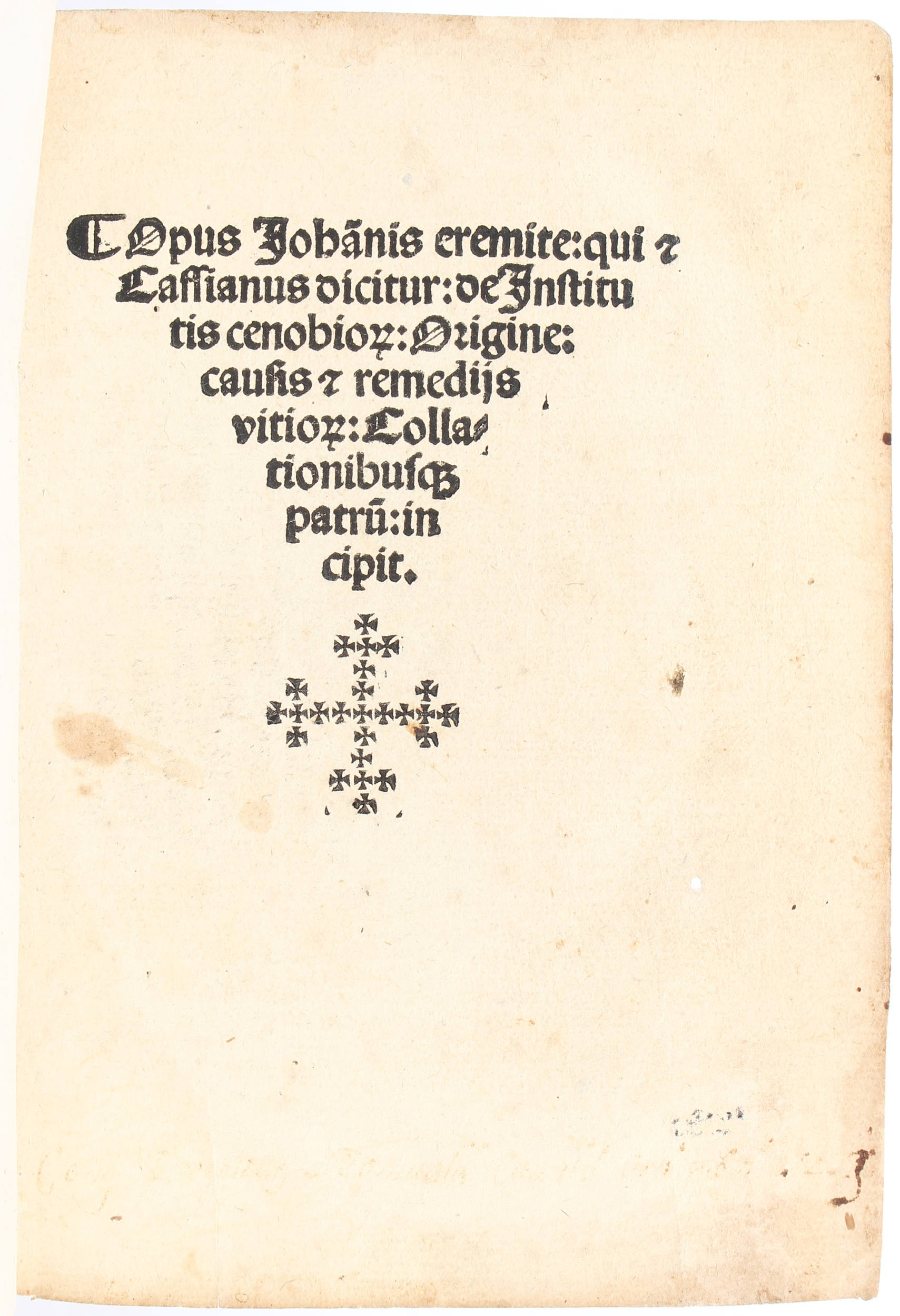 Cassianus, Opus Johannis eremite. 1516