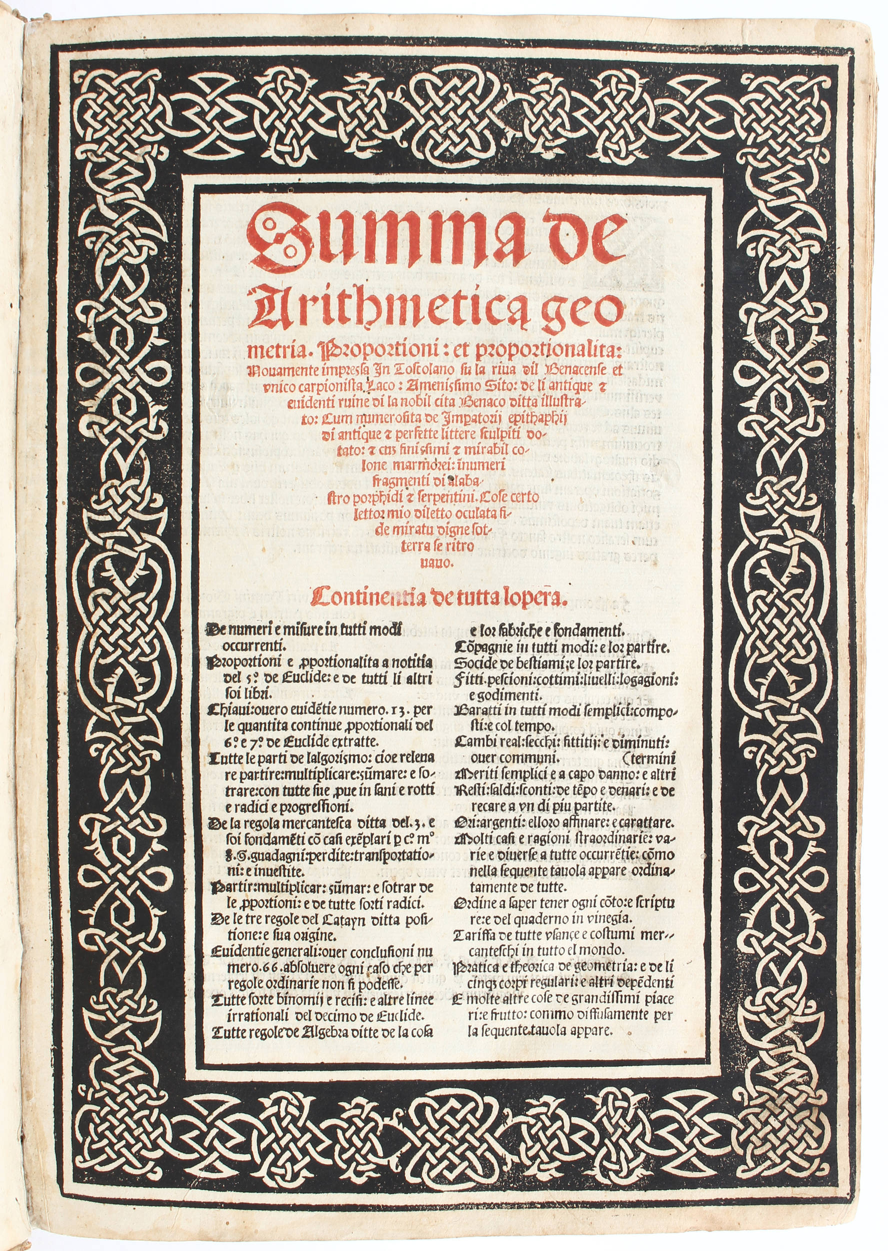 Pacioli, Summa de arithmetica