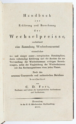Fort, Handbuch zur Berechnung der Wechselpreise