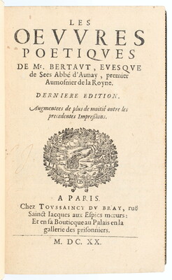 Bertaut, Oeuvres poetiques. 1620