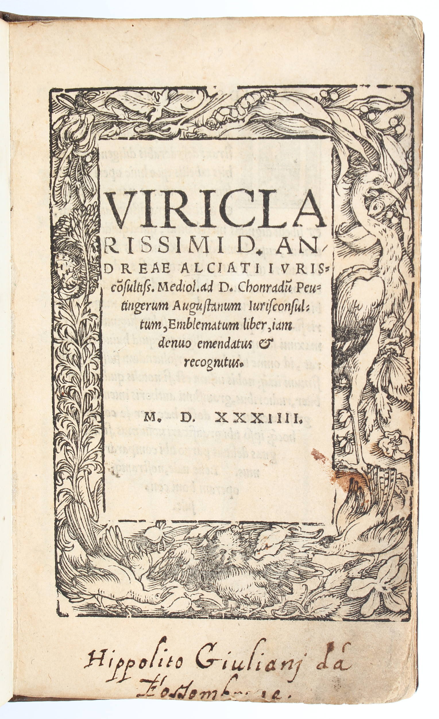 Alciati, Emblematum liber. 1534