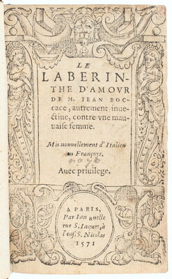 Boccaccio, Le Laberinthe d'amour. 1571