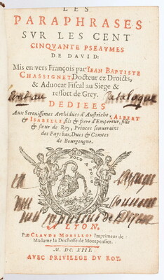 Chassignet, Les paraphrases. 1613