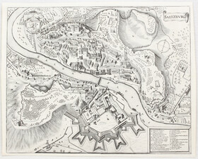 Salzburg. Vogelschauansicht. (Janssonius-Wit)
