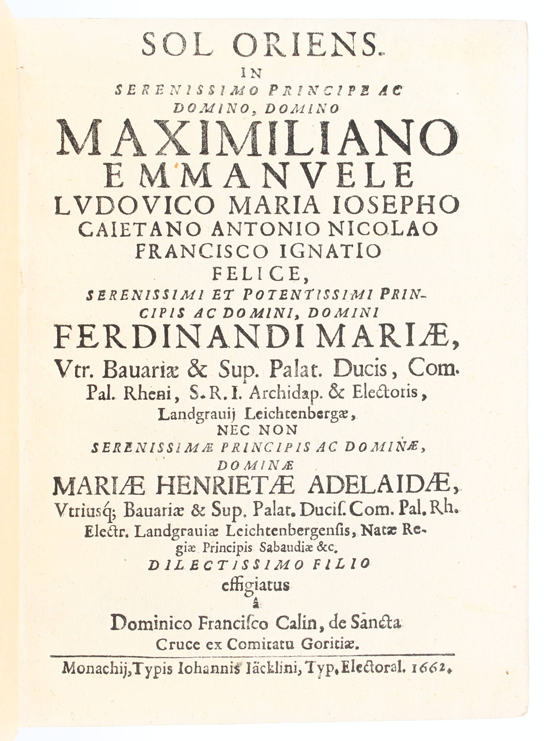 Calin, Sol oriens. 1662