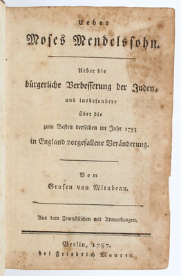 Mirabeau, Ueber Moses Mendelssohn